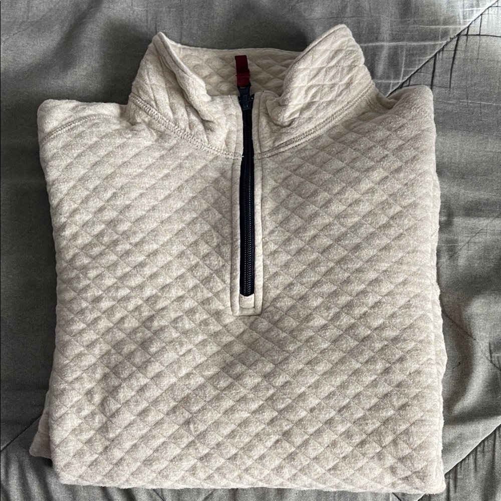 J. Crew Men's Beige Quilted Zip-Up Sweater